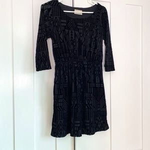 Everly Tribal Velvet Smocked Long Sleeve Dress